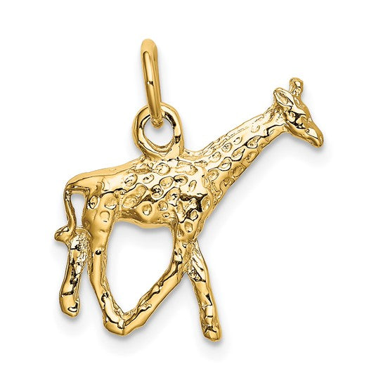 14kt Yellow Gold Solid Polished 3-D Giraffe Charm