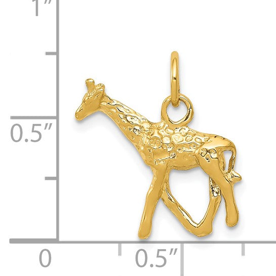 14kt Yellow Gold Solid Polished 3-D Giraffe Charm