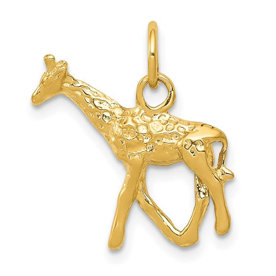 14kt Yellow Gold Solid Polished 3-D Giraffe Charm