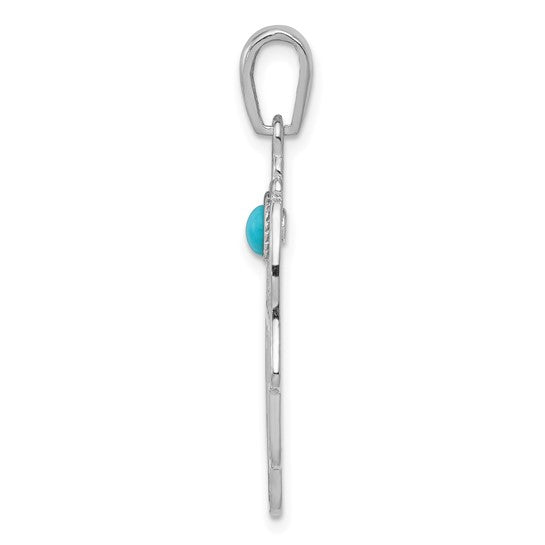 14kt White Gold Turquoise Filigree Chamseh Pendant