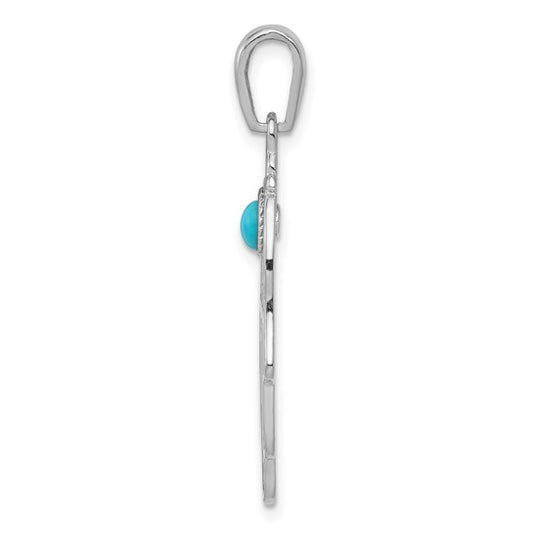 14kt White Gold Turquoise Filigree Chamseh Pendant