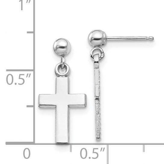 14kt White Gold Polished Cross Earrings