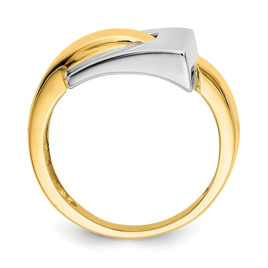 14kt Two-tone Polished Buckle Ring