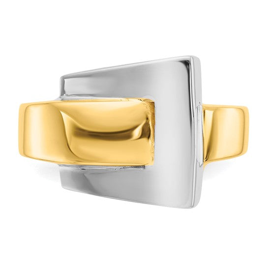 14kt Two-tone Polished Buckle Ring