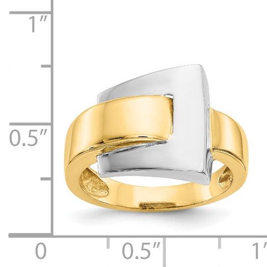 14kt Two-tone Polished Buckle Ring
