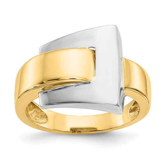14kt Two-tone Polished Buckle Ring