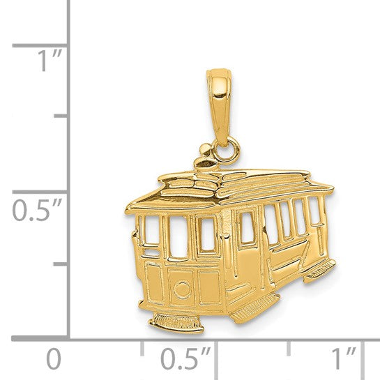 14kt Yellow Gold Cable Car Pendant