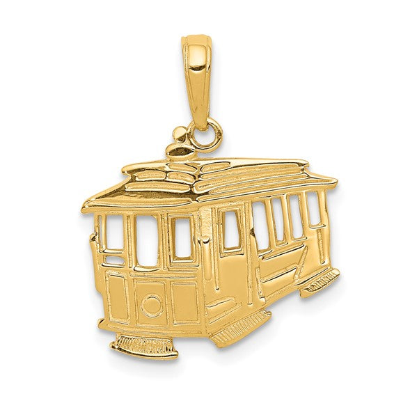 14kt Yellow Gold Cable Car Pendant