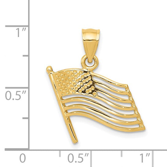 14kt Yellow Gold American Flag Pendant