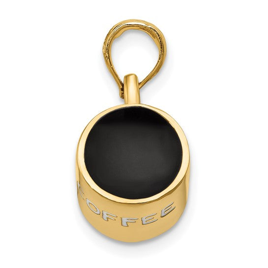 14kt Yellow Gold 3D Enameled Coffee Cup Pendant