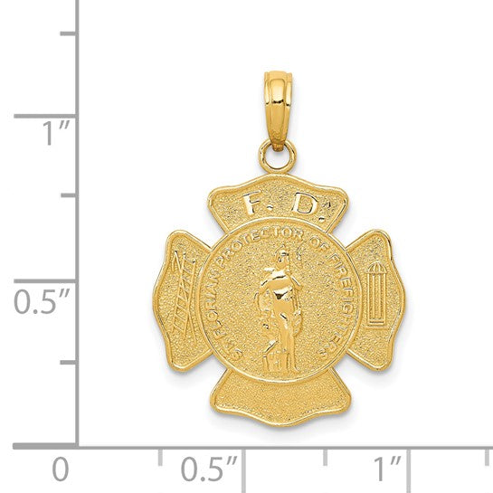 14kt Yellow Gold Fire Department FD St. Florian Badge Pendant