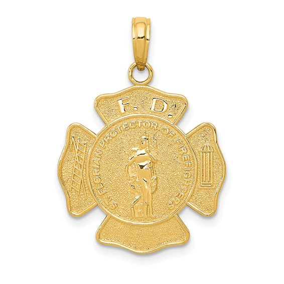 14kt Yellow Gold Fire Department FD St. Florian Badge Pendant