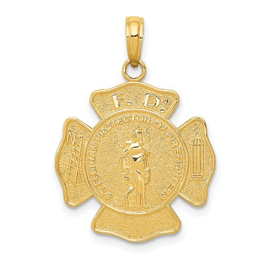 14kt Yellow Gold Fire Department FD St. Florian Badge Pendant