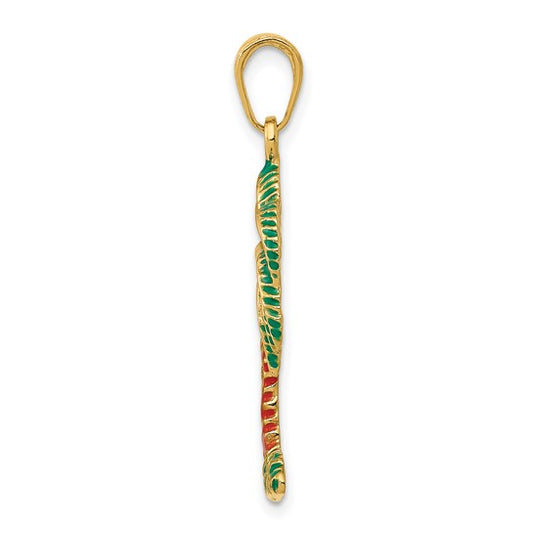 14kt Yellow Gold Enameled Palm Tree Pendant