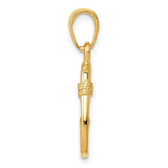 14KT Yellow Gold 3D Fish Hook Pendant