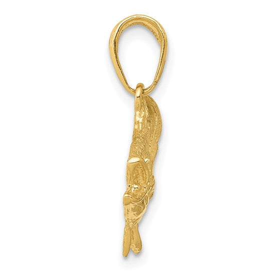 14kt Yellow Gold Open Mouthed Bass Fish Pendant