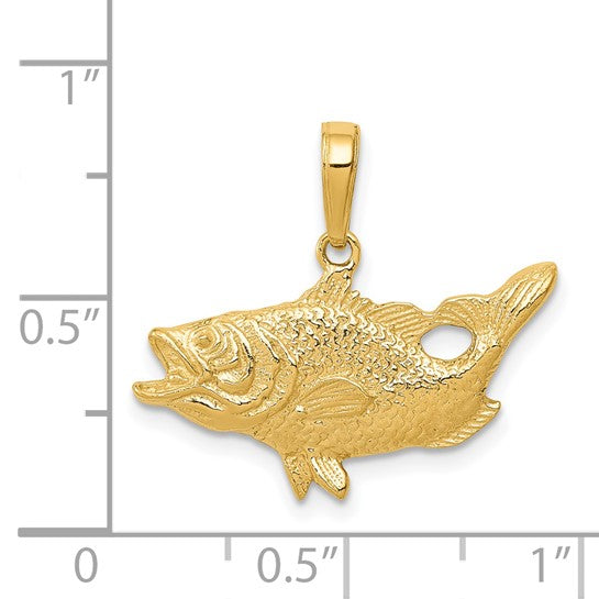 14kt Yellow Gold Open Mouthed Bass Fish Pendant