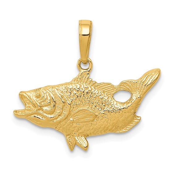 14kt Yellow Gold Open Mouthed Bass Fish Pendant