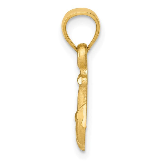 14kt Yellow Gold Diamond-cut Anchor Pendant