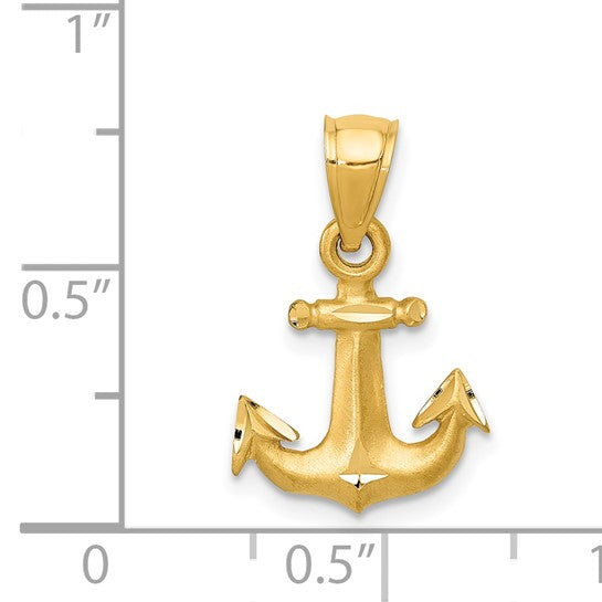 14kt Yellow Gold Diamond-cut Anchor Pendant