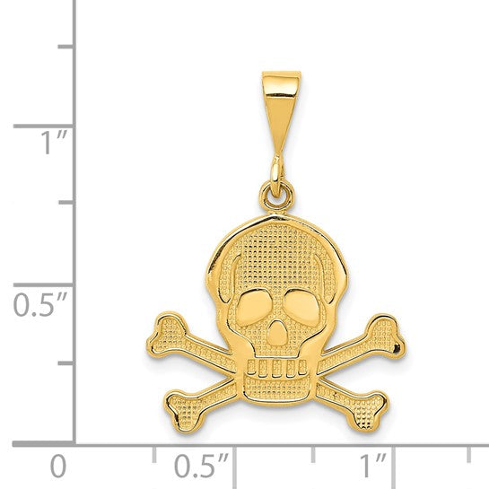 14kt Yellow Gold Skull and Bones Pendant