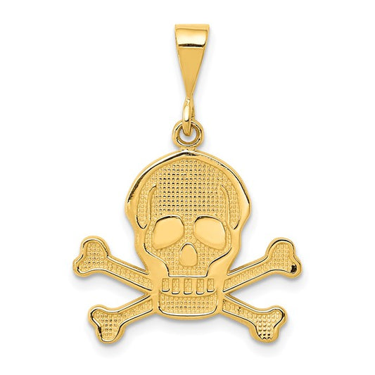 14kt Yellow Gold Skull and Bones Pendant