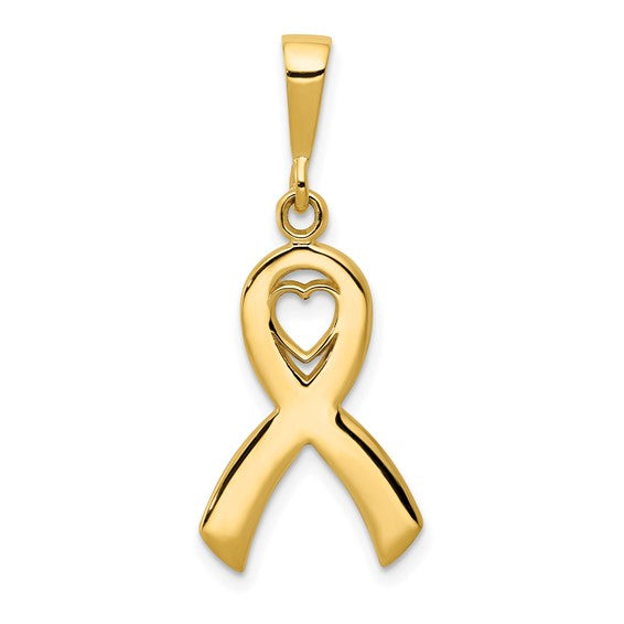 14kt Yellow Gold Heart In Awareness Pendant