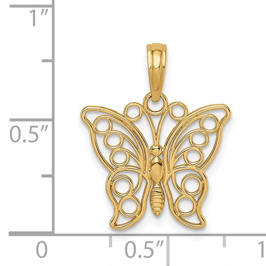 14KT Yellow Gold Cut-out Butterfly Large Pendant