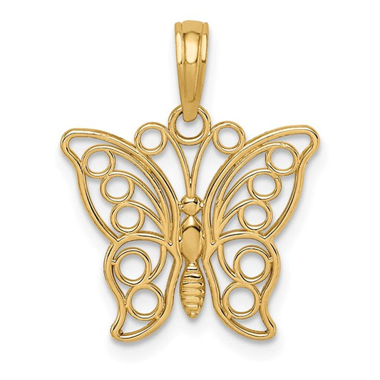 14KT Yellow Gold Cut-out Butterfly Large Pendant