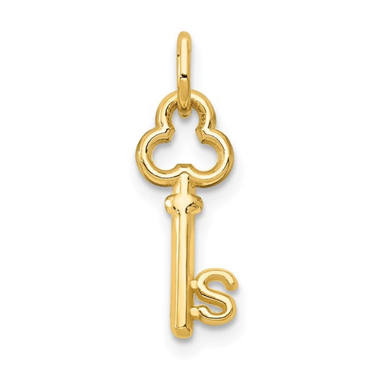 14kt Yellow Gold Key Letter S Initial Charm