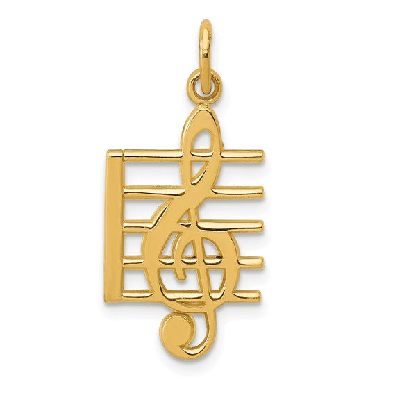 14kt Yellow Gold Musical Staff Charm