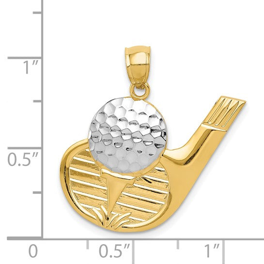 14kt Yellow Gold and Rhodium Golf Pendant