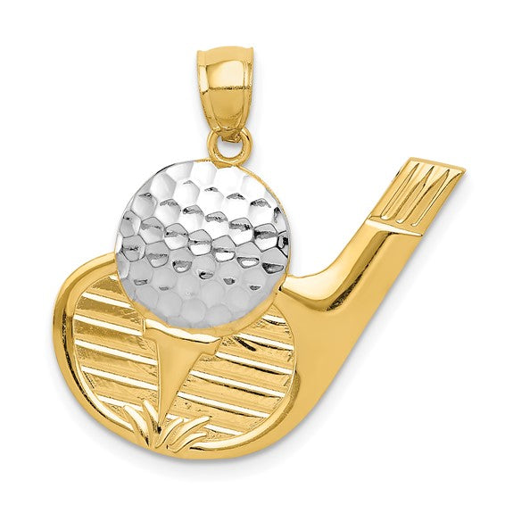 14kt Yellow Gold and Rhodium Golf Pendant