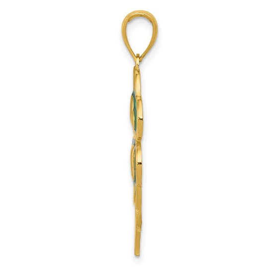 14kt Yellow Gold 4-Leaf Clover Pendant with Enameled Tips Pendant