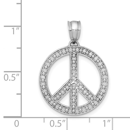14kt White Gold White Peace Symbol Pendant