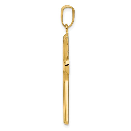14kt Yellow Gold w/Rhodium Fancy Cross Pendant