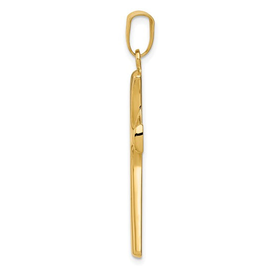 14kt Yellow Gold w/Rhodium Fancy Cross Pendant