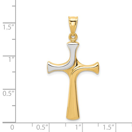 14kt Yellow Gold w/Rhodium Fancy Cross Pendant