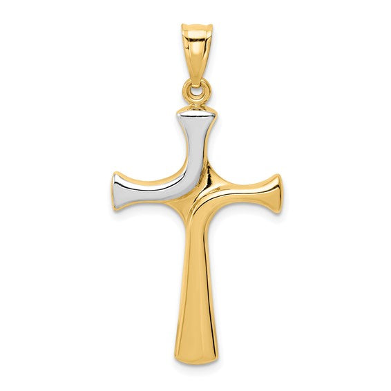 14kt Yellow Gold w/Rhodium Fancy Cross Pendant