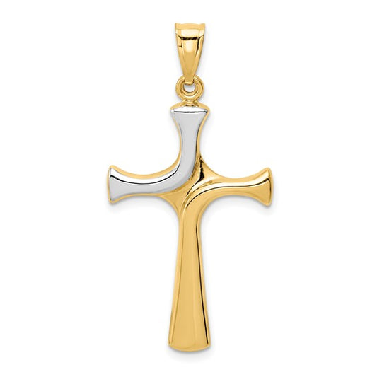 14kt Yellow Gold w/Rhodium Fancy Cross Pendant