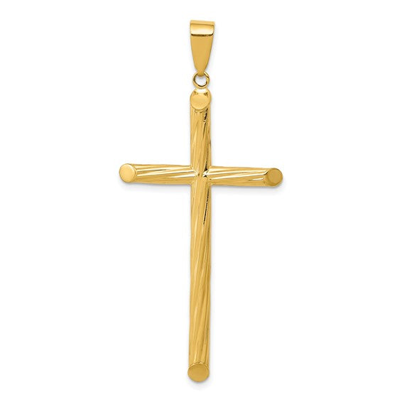 14kt Yellow Gold Fancy Textured Cross Pendant