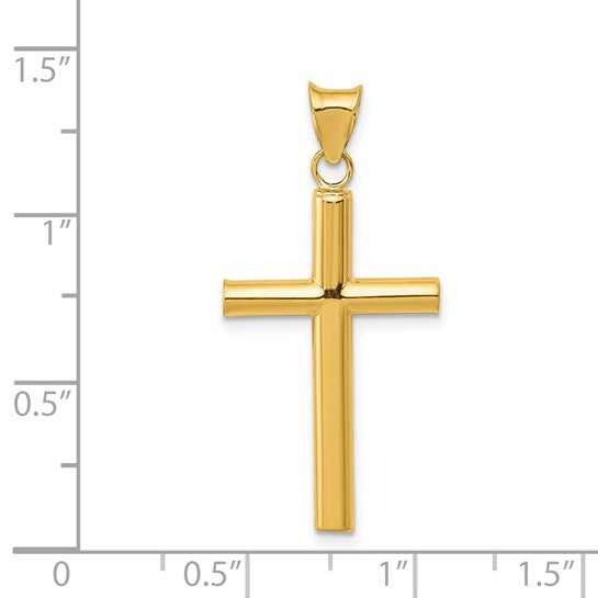 14KT Yellow Gold Polished Hollow Cross Pendant