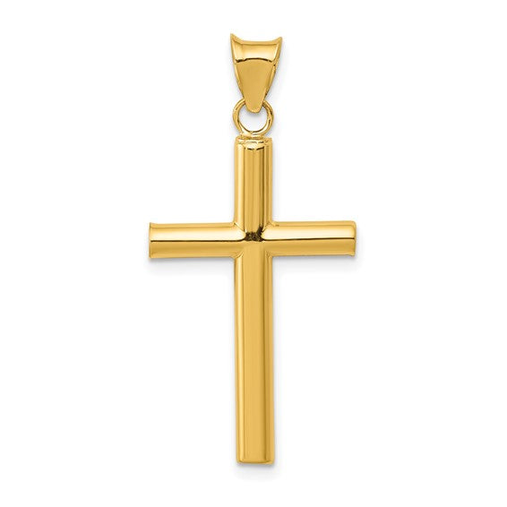 14KT Yellow Gold Polished Hollow Cross Pendant