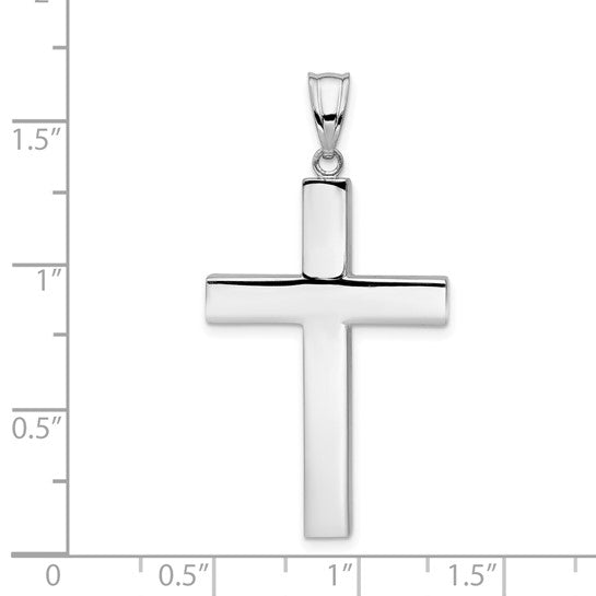 14kt White Gold Polished Hollow Cross Pendant
