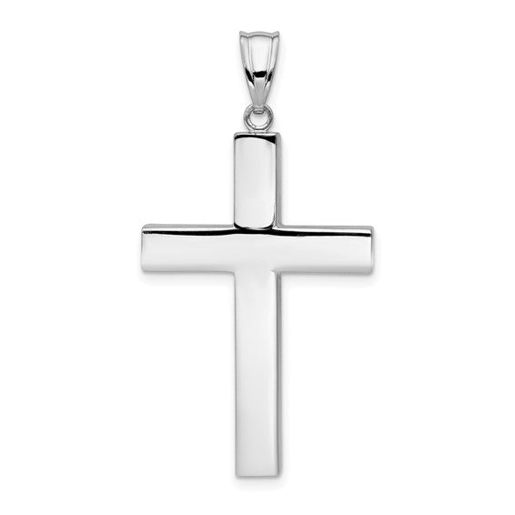 14kt White Gold Polished Hollow Cross Pendant