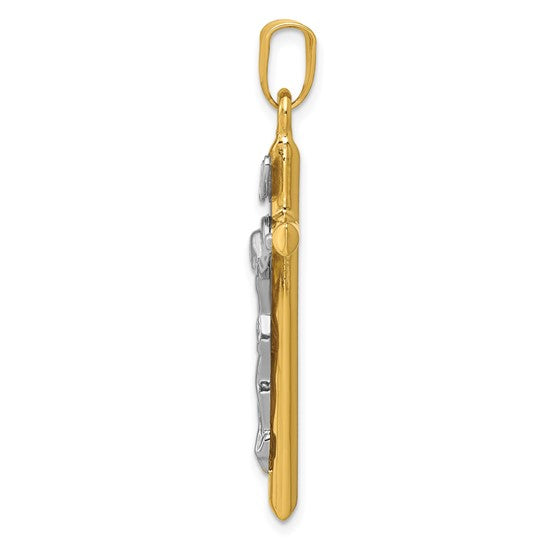 14kt Two-tone INRI Crucifix Pendant