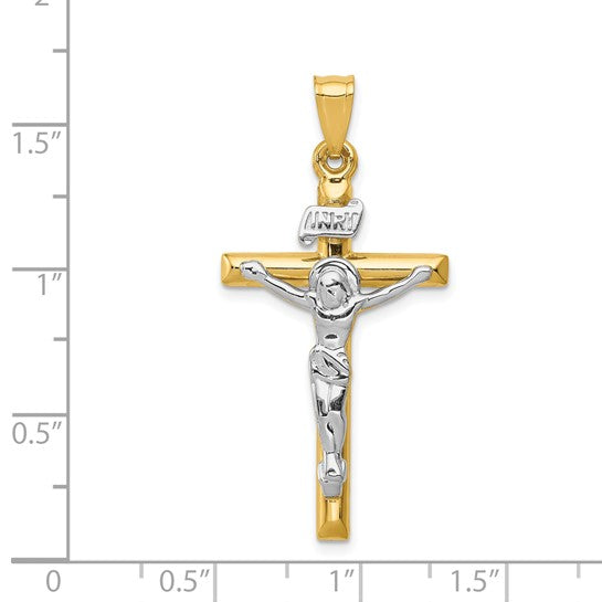 14kt Two-tone INRI Crucifix Pendant