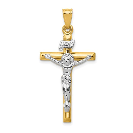 14kt Two-tone INRI Crucifix Pendant