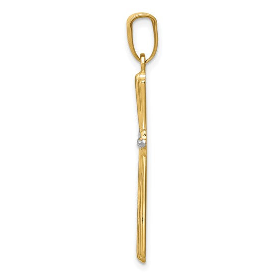 14kt Yellow Gold w/Rhodium Diamond Cut Cross Pendant