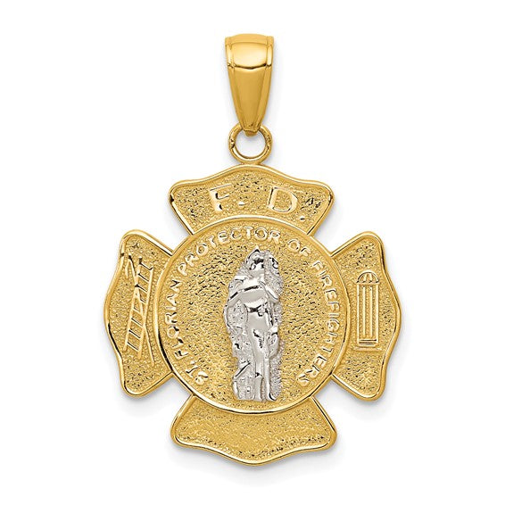 14kt Two-tone Saint Florian Medal Pendant